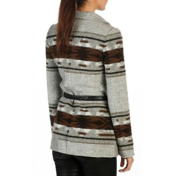 PAIGE HAYLYNN Coat Size Small Heather Grey/Custard/Dark Brown Wool‎ Blend - Picture 2 of 12